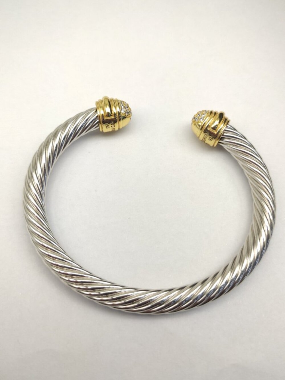 David Yurman 7mm half-diamond gold bracelets - Picture 6 of 6